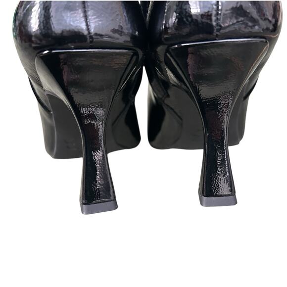 NWOB Gb Gianni Bini Sz 8M Face-Card Patent Oversized Buckle Heeled Bootie Black - Picture 13 of 16